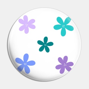 Abstract Flowers - digital lavender, tranquil blue, verdigris green Pin
