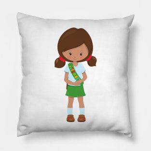 Girl Scout, Latina Girl, Cute Girl, Little Girl Pillow