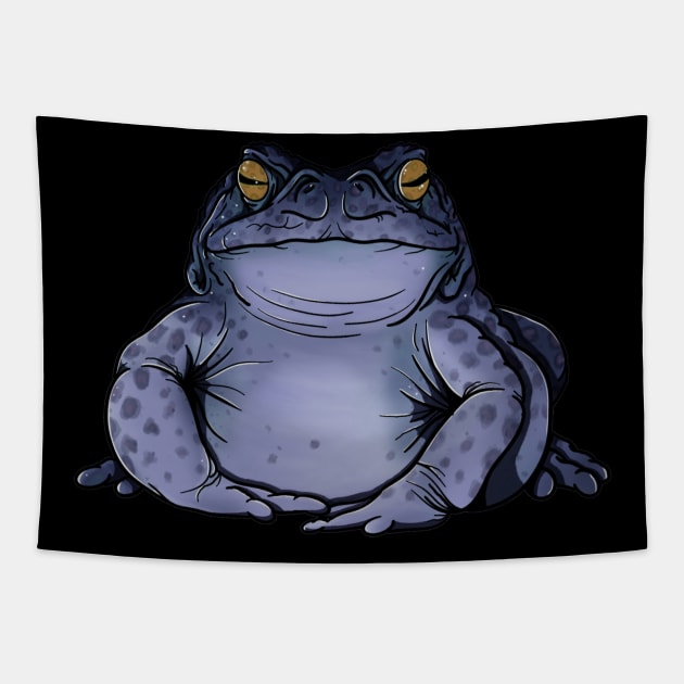 Fat purple toad Tapestry by wet_chicken_lip