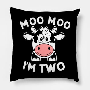 I'm Two 2nd Birthday Cow Farm Theme Party 2 Year Old Toddler Pillow