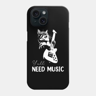 Cat Lovers Funny Cat Need Music Rock Cat Playing Guitar Phone Case