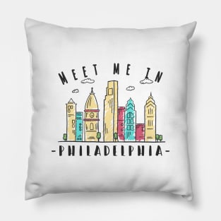 Colorful Philadelphia USA Skyline Pillow