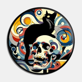 Black Cat and skull - Kandinsky inspired Pin