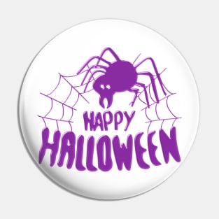 Happy Halloween Spider web purple Pin