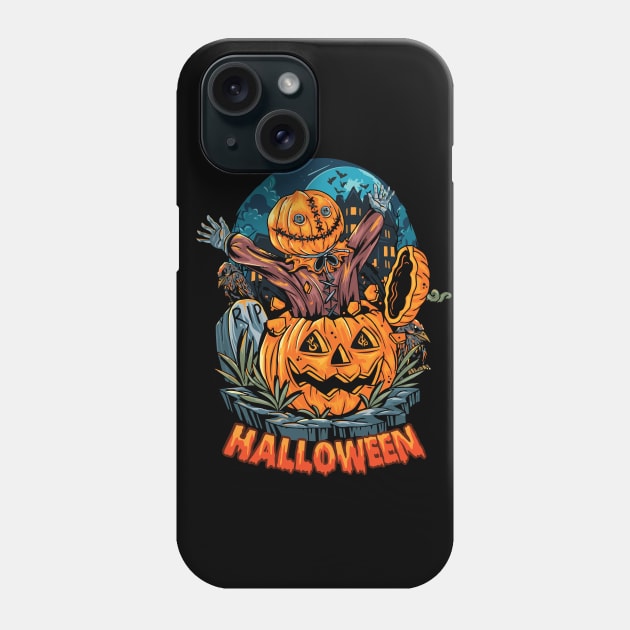 Scary Orange Pumpkin Hallowe'en Son From Father Graphic Phone Case by Productcy