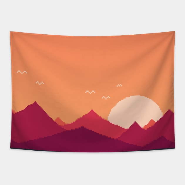 Warm Sunset At The Red Mountains Tapestry by Zeatt_