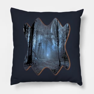 UFO in the forest at night UFO Pillow