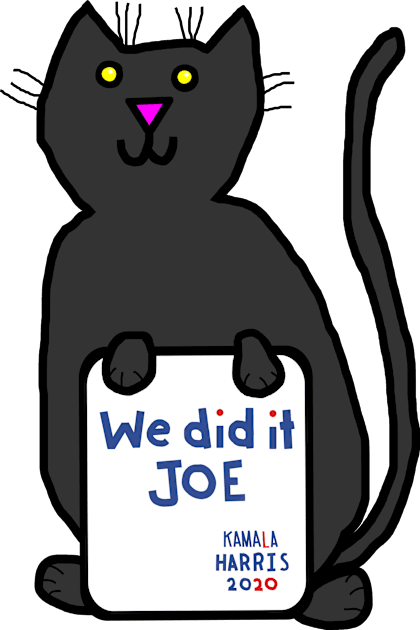 Cute Cat with Kamala Harris We Did It Joe Quote Kids T-Shirt by ellenhenryart