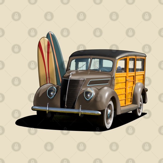 1937 Ford Woody Station Wagon in brown by candcretro