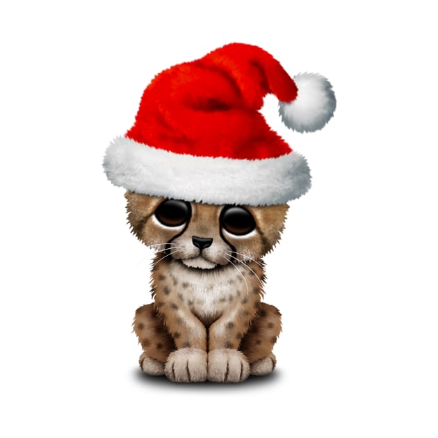 Cute Cheetah Cub Wearing a Santa Hat by jeffbartels