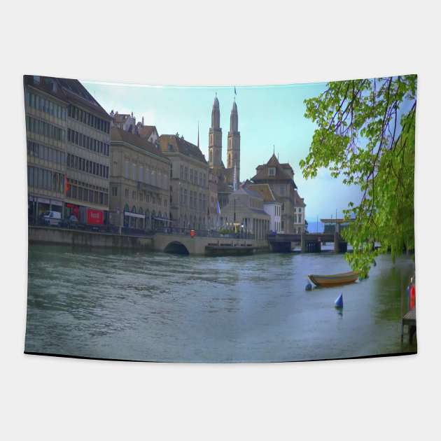 😁Switzerland River Lake Front Photography😁 Tapestry by Aventi