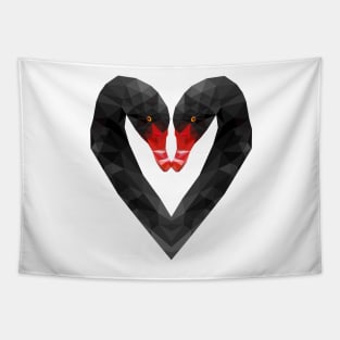 Geometric Black Swan Heart Tapestry