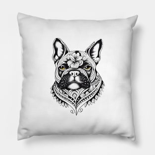 English Bulldog Pet Animal Nature Illustration Art Tattoo Pillow