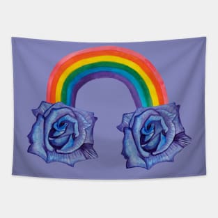 Violet rose with rainbow and clouds Tapestry