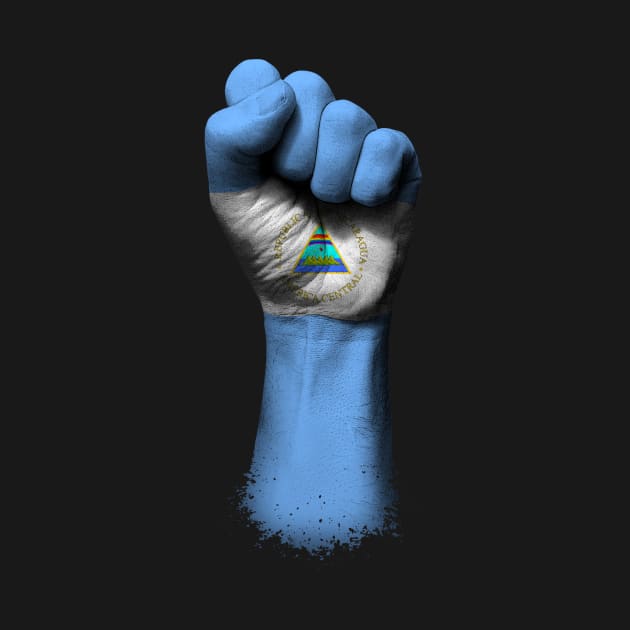 Flag of Nicaragua on a Raised Clenched Fist by jeffbartels