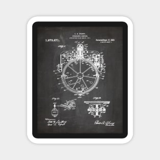 Gyrocompass Patent - Sailor Sailing Boat Lake House Art - Black Chalkboard Magnet