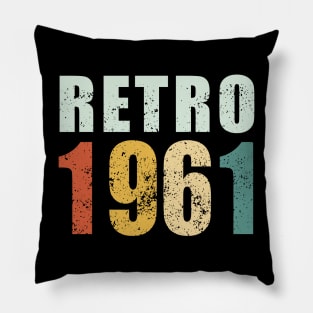 60th Birthday Gifts Year Old - Retro 1961 T-Shirt Pillow