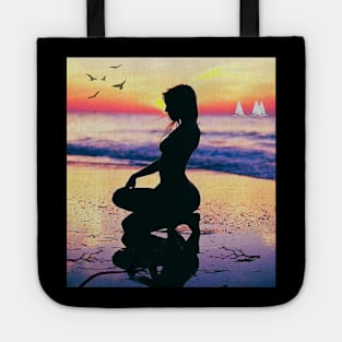 Woman Birds And The Ocean Tote