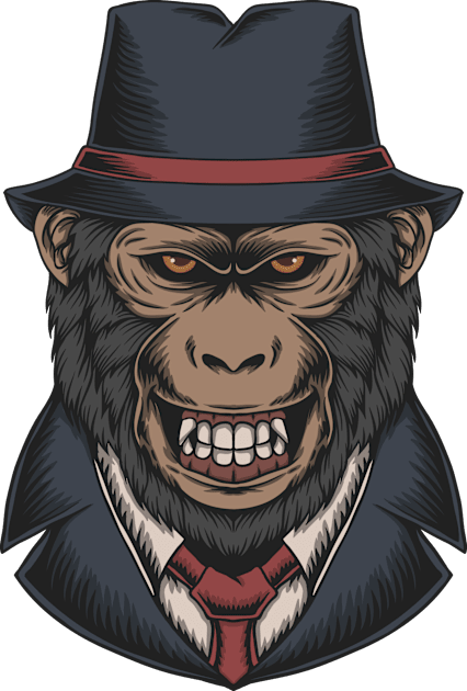 Monkey mafia illustration Kids T-Shirt by Mako Design 