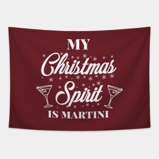 My Christmas spirit is martini, Funny Christmas pun, Alcohol holiday humour Tapestry