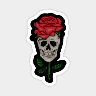 Skull with Rose, Floral Flower Magnet