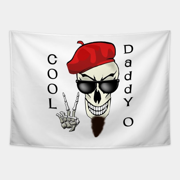 Cool Daddy - O Beatnik Skull Tapestry by oldrockerdudes