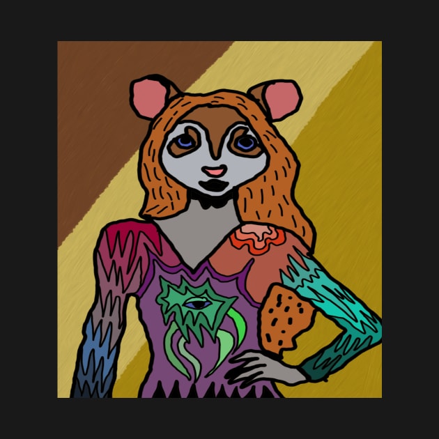 drawing beautiful hamster lady with dress by Catbrat