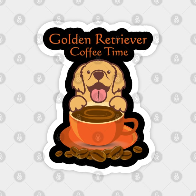 Golden Retriever Coffee Time Magnet by anbartshirts