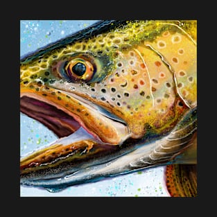 Mountain Streams Brown Trout Head Painting T-Shirt