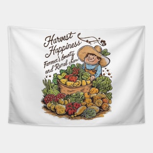 Rustic Charm: Farmer's Smile Radiates Happiness with Harvest's Bounty Tapestry