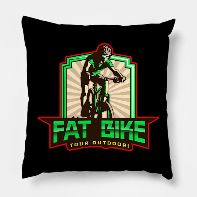 Fat Bike Tour Outdoor Pillow by With Pedals