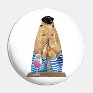 French Style Capybara Pin