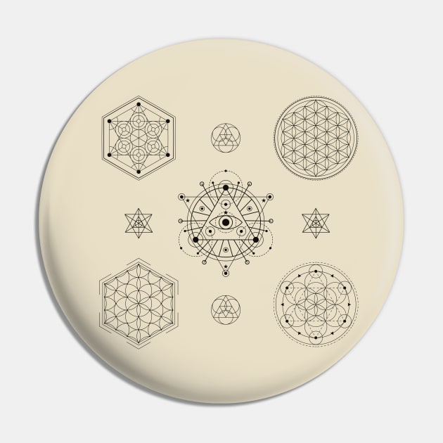 Sacred Geometry Metatron's Cube Flower of Life Seed of Life Spiritual Zen Geometric Design Pin by WiccanGathering