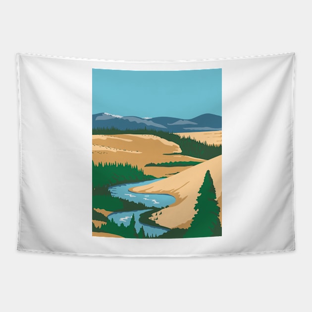Kobuk Valley National Park in Arctic region of northwestern Alaska United States WPA Poster Art Color Tapestry by retrovectors