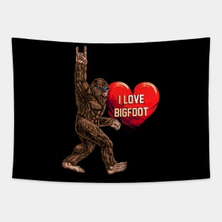 I Love Bigfoot Valentines Day Shirt Funny Heart Sasquatch Tapestry