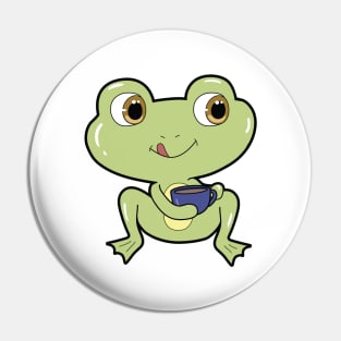 Frog with Cup of Coffee Pin