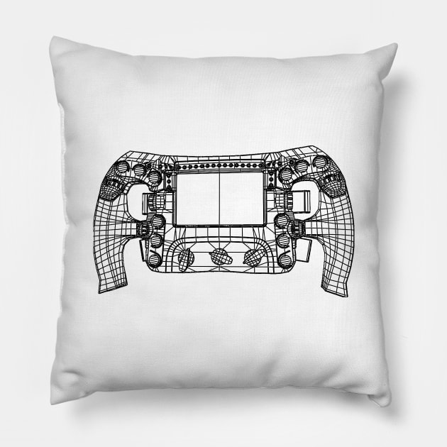 F1 Steering Wheel Blueprint Sketch Art Pillow by DemangDesign