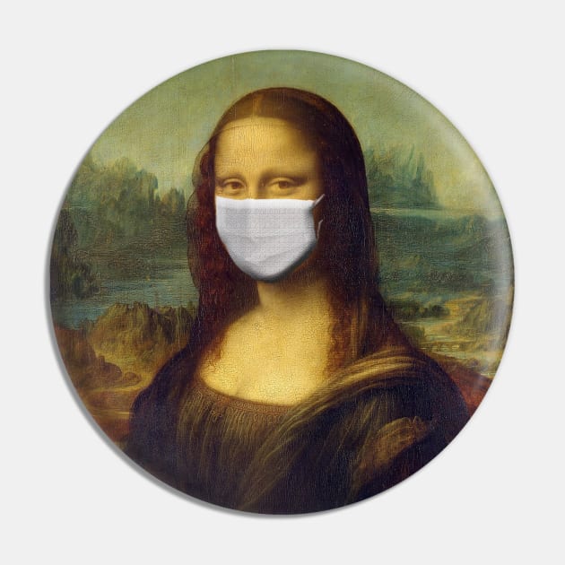 Mona Lisa in Face Mask Pin by KHJ