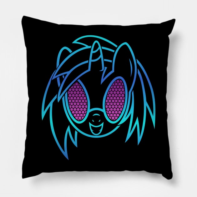 Neon Vinyl Scratch Pillow by SlothgirlArt