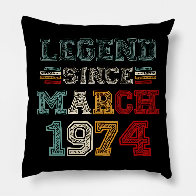 49 Years Old Legend Since March 1974 49th Birthday Pillow by Red and Black Floral