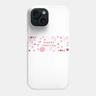 Hand drawn abstract roses, hearts, love, lips, kiss collage banner Phone Case