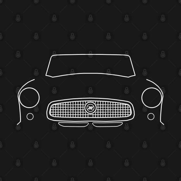 Classic 1950s Nash Metropolitan car white outline graphic by soitwouldseem