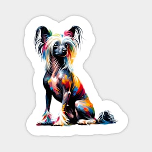 Colorful Abstract Chinese Crested Dog Art Portrait Magnet