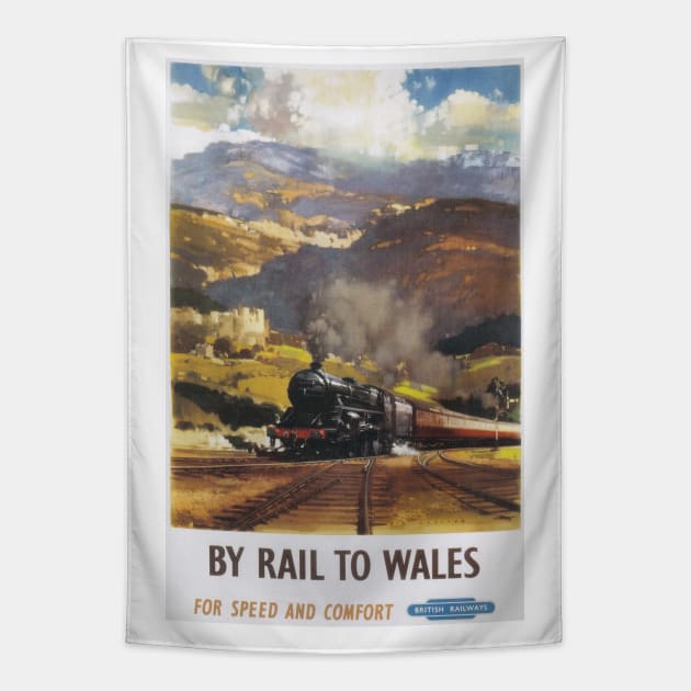 Wales - BR, WR - Vintage Railway Travel Poster - 1960 Tapestry by BASlade93