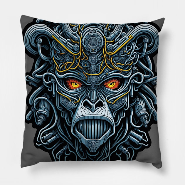 Techno Apes S03 D03 Pillow by Houerd