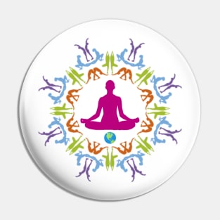 Yoga Asana Mandala Pin