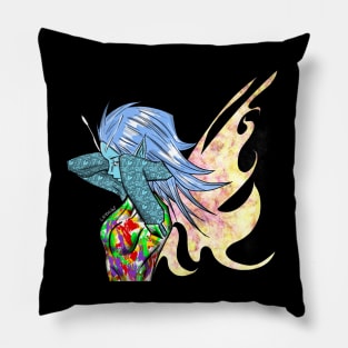 bad ass fairy woman in magical protest art in color of the nature Pillow