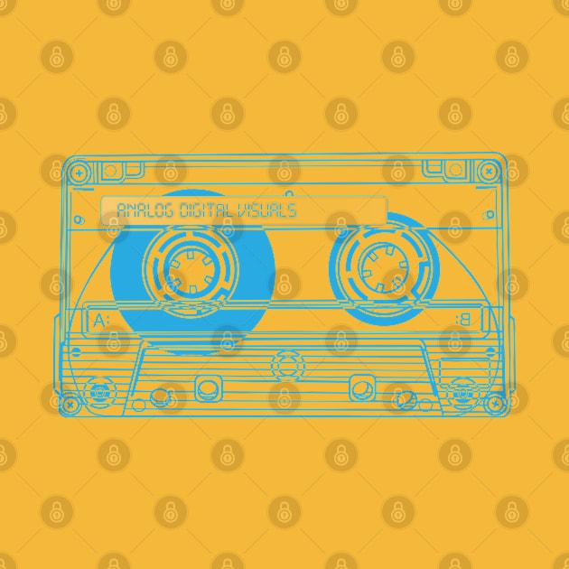 Cassette Tape (Button Blue Lines) Analog / Music by Analog Digital Visuals