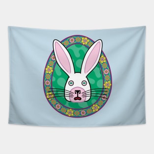 Nimble White Rabbit Emblem Tapestry