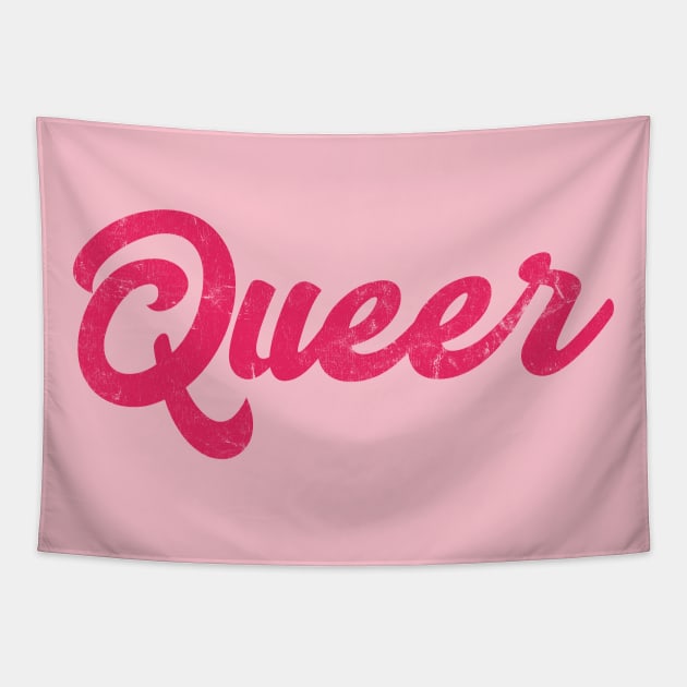 Queer / Faded Retro Typography Statement Design Tapestry by DankFutura